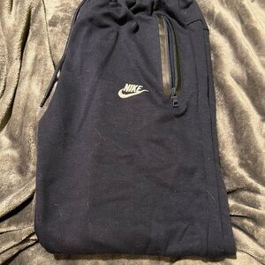 Nike Black Joggers with Logo and Zipper